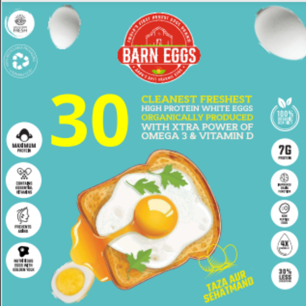 Herb Enriched Premium White Eggs- 100% Organic- 30% Less Cholesterol